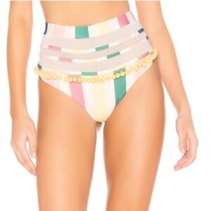 TULAROSA Thessy Rainbow Stripe High Waisted bikini bottom